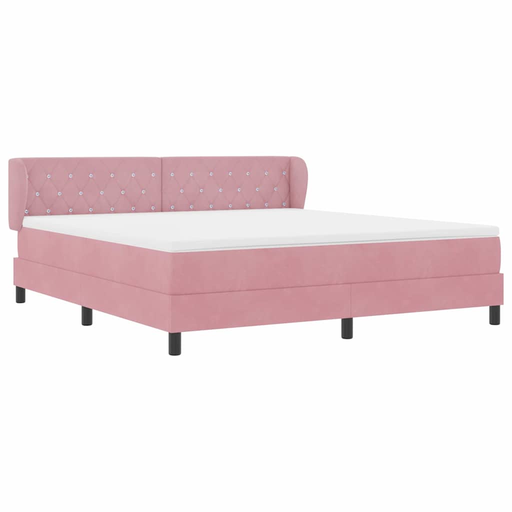 Κρεβάτι με ελατήρια με στρώμα Ροζ 180 x 200 cm Βελούδο - Pakobazaar