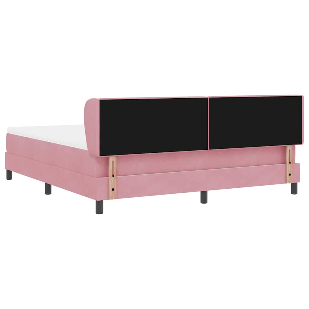 Κρεβάτι με ελατήρια με στρώμα Ροζ 180 x 200 cm Βελούδο - Pakobazaar