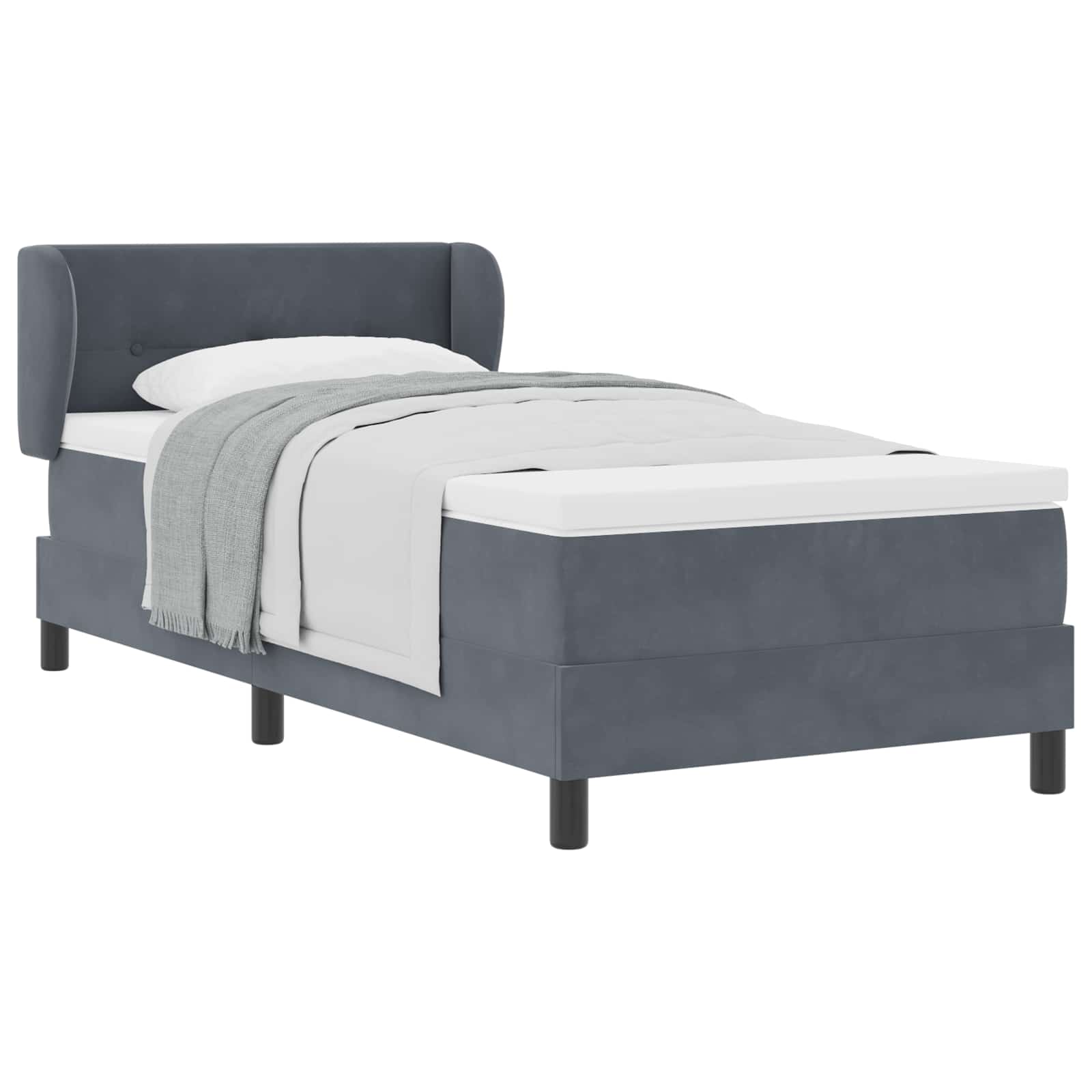Κρεβάτι με ελατήρια με κεφαλάρι Σκούρο γκρι 80 x 200 cm Βελούδο