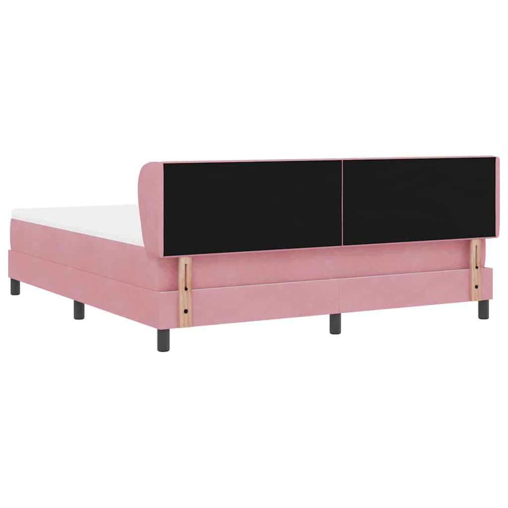 Κρεβάτι με ελατήρια με στρώμα Ροζ 180 x 200 cm Βελούδο - Pakobazaar