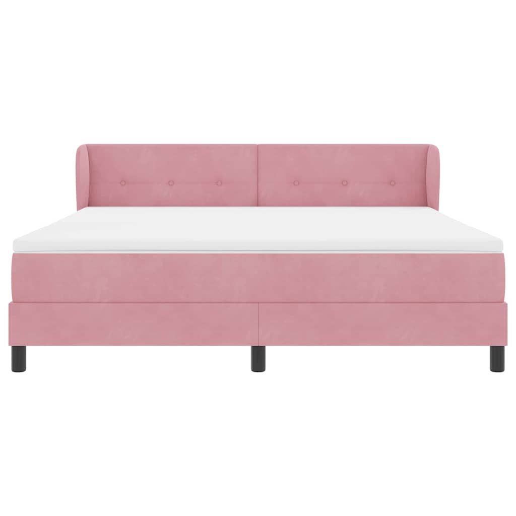 Κρεβάτι με ελατήρια με στρώμα Ροζ 180 x 200 cm Βελούδο - Pakobazaar