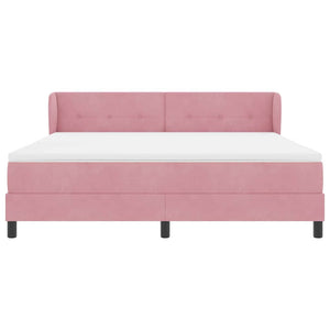 Κρεβάτι με ελατήρια με στρώμα Ροζ 180 x 200 cm Βελούδο - Pakobazaar
