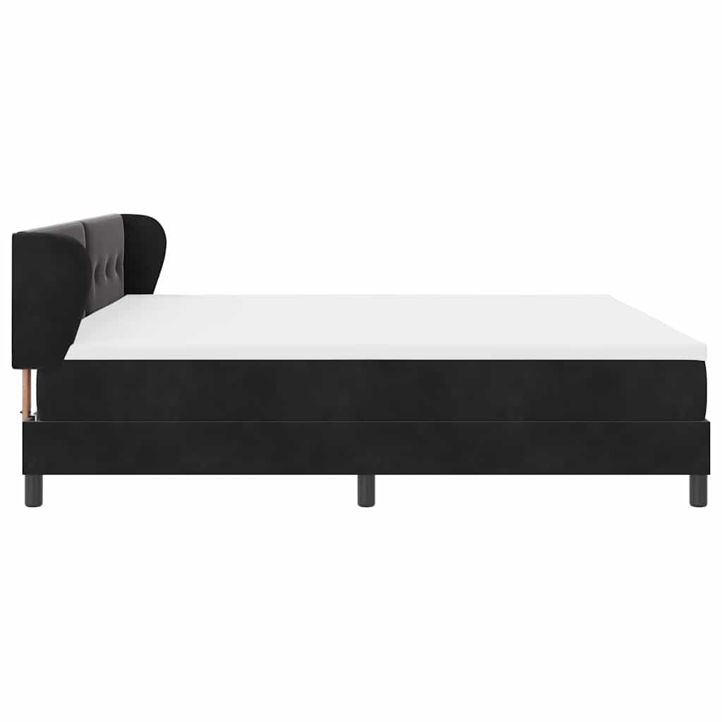 Κρεβάτι με ελατήρια με κεφαλάρι Μαύρο 200 x 200 cm Βελούδο