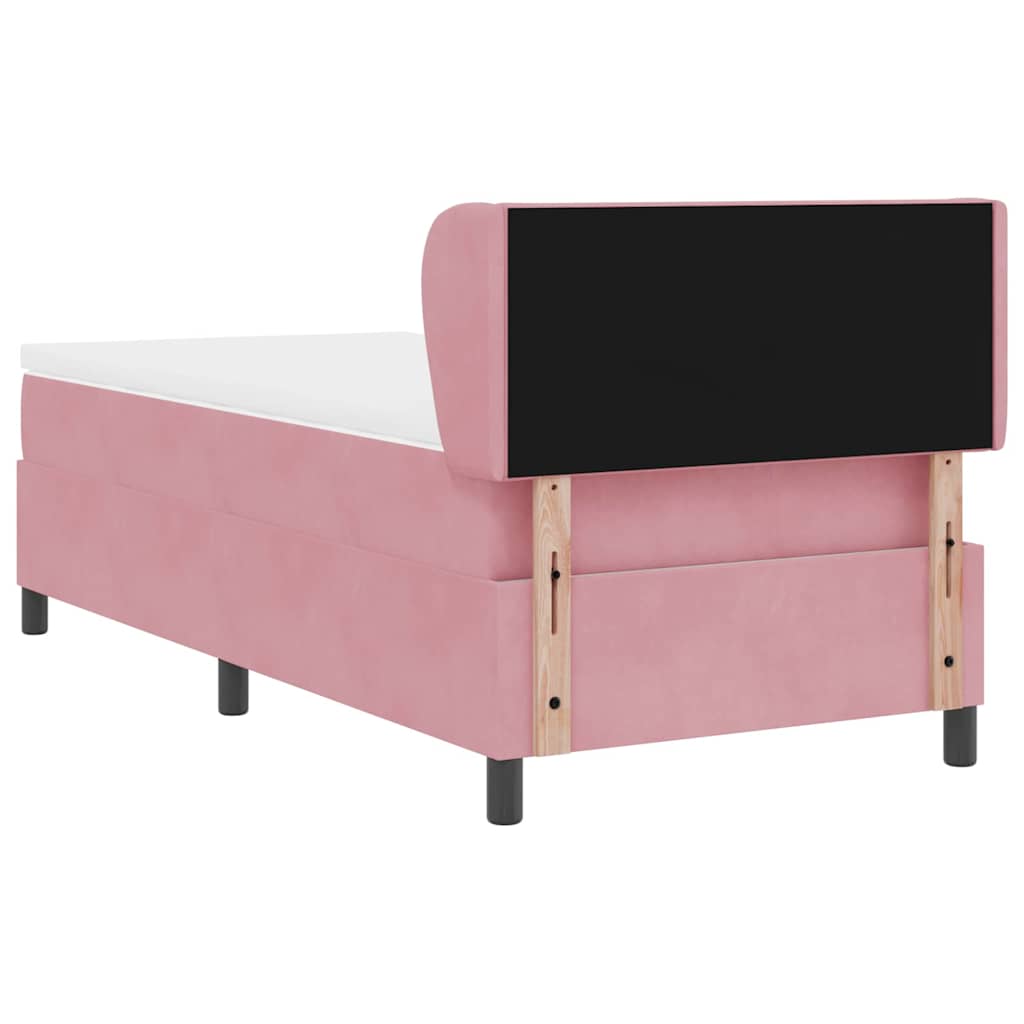 Κρεβάτι με ελατήρια με κεφαλάρι Ροζ 90 x 190 cm Βελούδο - Pakobazaar