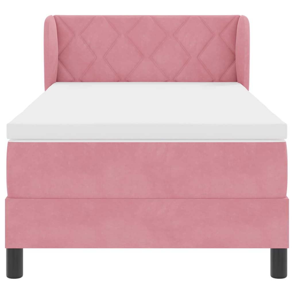 Κρεβάτι με ελατήρια με κεφαλάρι Ροζ 90 x 190 cm Βελούδο - Pakobazaar