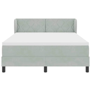 Κρεβάτι με ελατήρια Ανοιχτό γκρι 140 x 190 cm Βελούδο
