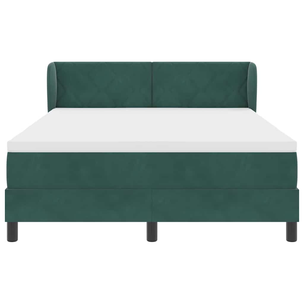 Κρεβάτι με ελατήρια Σκούρο πράσινο 140 x 190 cm Βελούδο - Pakobazaar