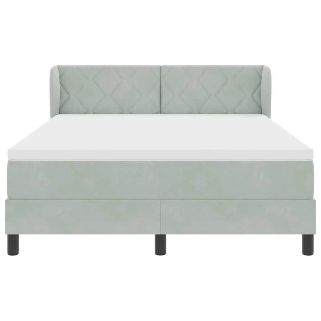 Κρεβάτι με ελατήρια Ανοιχτό γκρι 160 x 200 cm Βελούδο - Pakobazaar