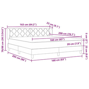 Κρεβάτι με ελατήρια Σκούρο γκρι 160 x 200 cm Βελούδο - Pakobazaar