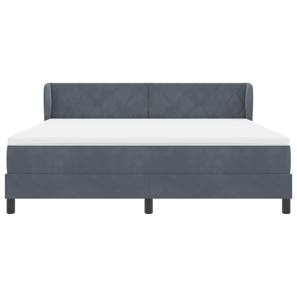 Κρεβάτι με ελατήρια με στρώμα Σκούρο γκρι 180 x 200 cm Βελούδο - Pakobazaar