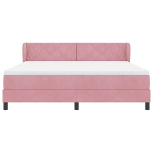 Κρεβάτι με ελατήρια με στρώμα Ροζ 180 x 200 cm Βελούδο - Pakobazaar