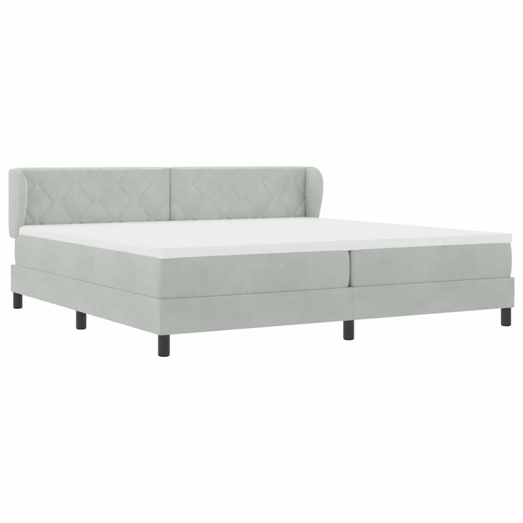 Κρεβάτι με ελατήρια Ανοιχτό γκρι 200 x 200 cm Βελούδο - Pakobazaar