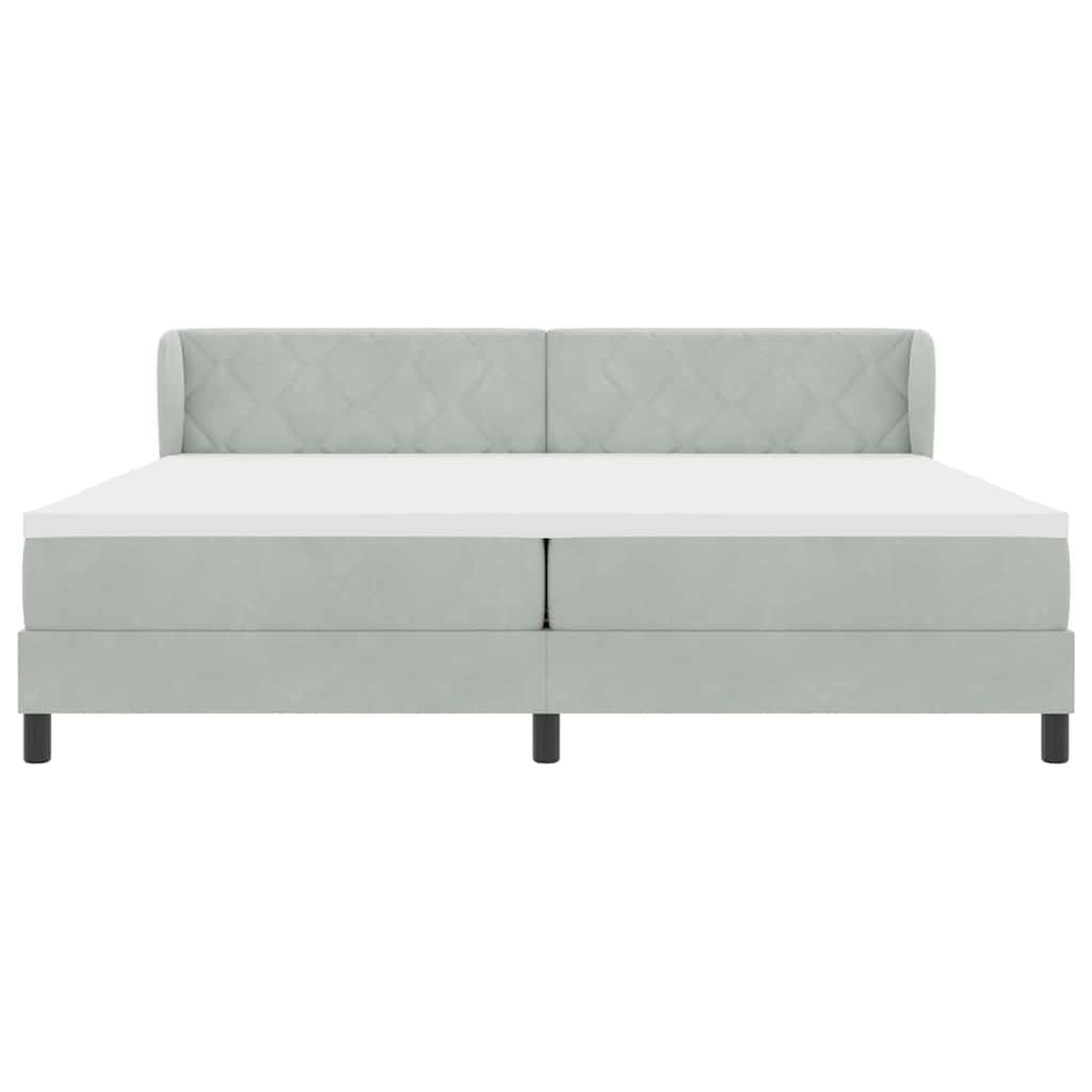 Κρεβάτι με ελατήρια Ανοιχτό γκρι 200 x 200 cm Βελούδο - Pakobazaar