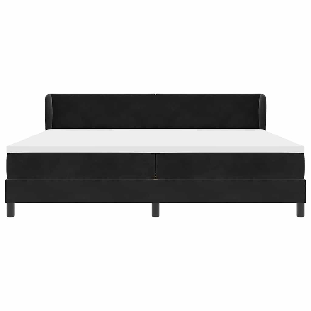 Κρεβάτι με ελατήρια με στρώμα Μαύρο 200 x 200 cm Βελούδο - Pakobazaar