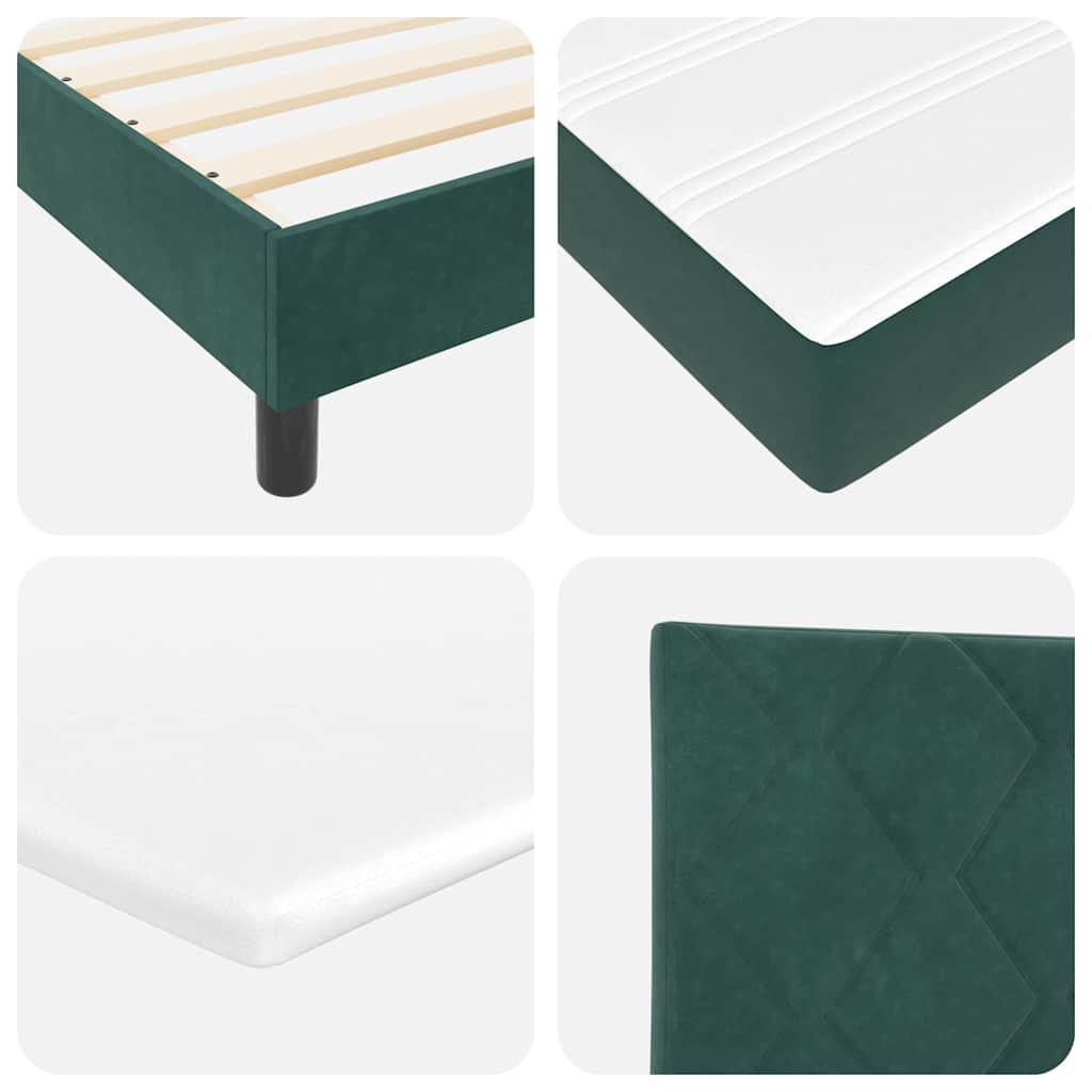 Κρεβάτι με ελατήρια Σκούρο πράσινο 200 x 200 cm Βελούδο - Pakobazaar