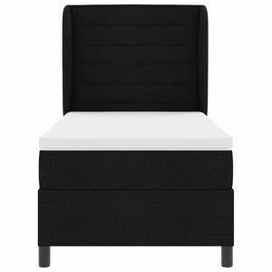 Κρεβάτι με ελατήρια με στρώμα Μαύρο 90 x 190 cm ύφασμα - Pakobazaar