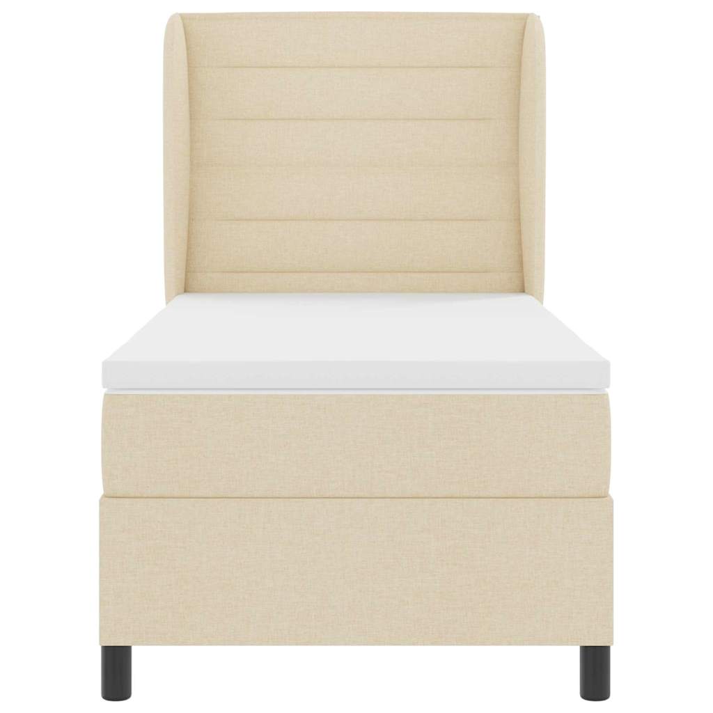 Κρεβάτι με ελατήρια με στρώμα Κρεμ 90 x 190 cm ύφασμα - Pakobazaar