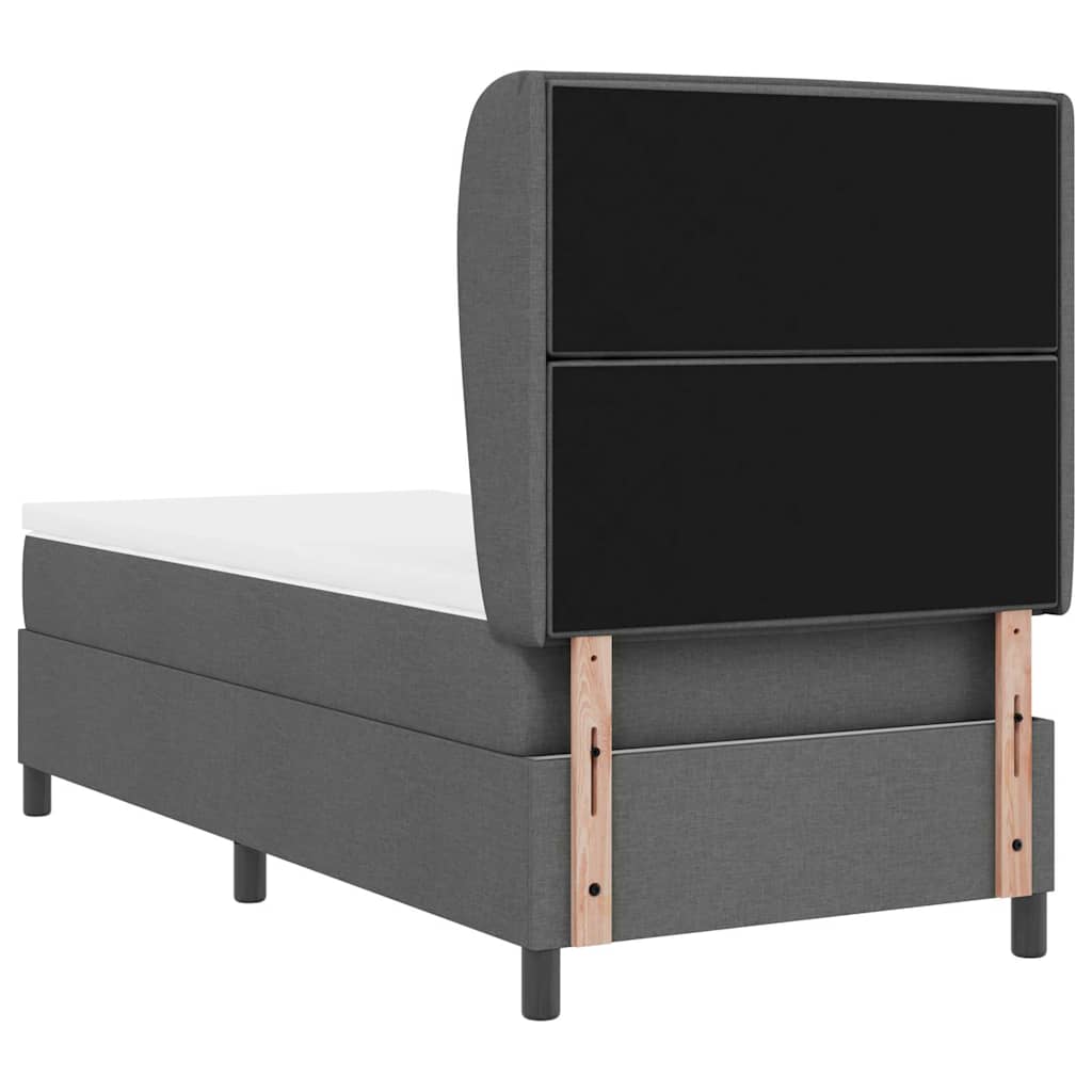 Κρεβάτι με ελατήρια με στρώμα Σκούρο γκρι 90 x 200 cm ύφασμα - Pakobazaar