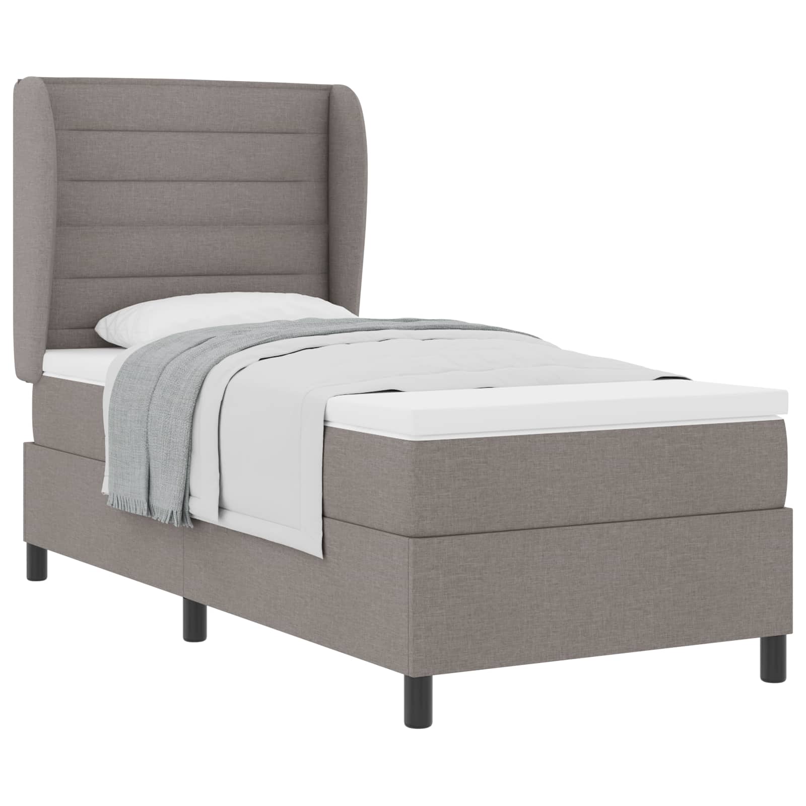 Κρεβάτι με ελατήρια με στρώμα Taupe 90 x 200 cm ύφασμα - Pakobazaar