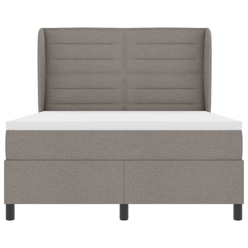 Κρεβάτι με ελατήρια με στρώμα Taupe 140 x 190 cm ύφασμα - Pakobazaar