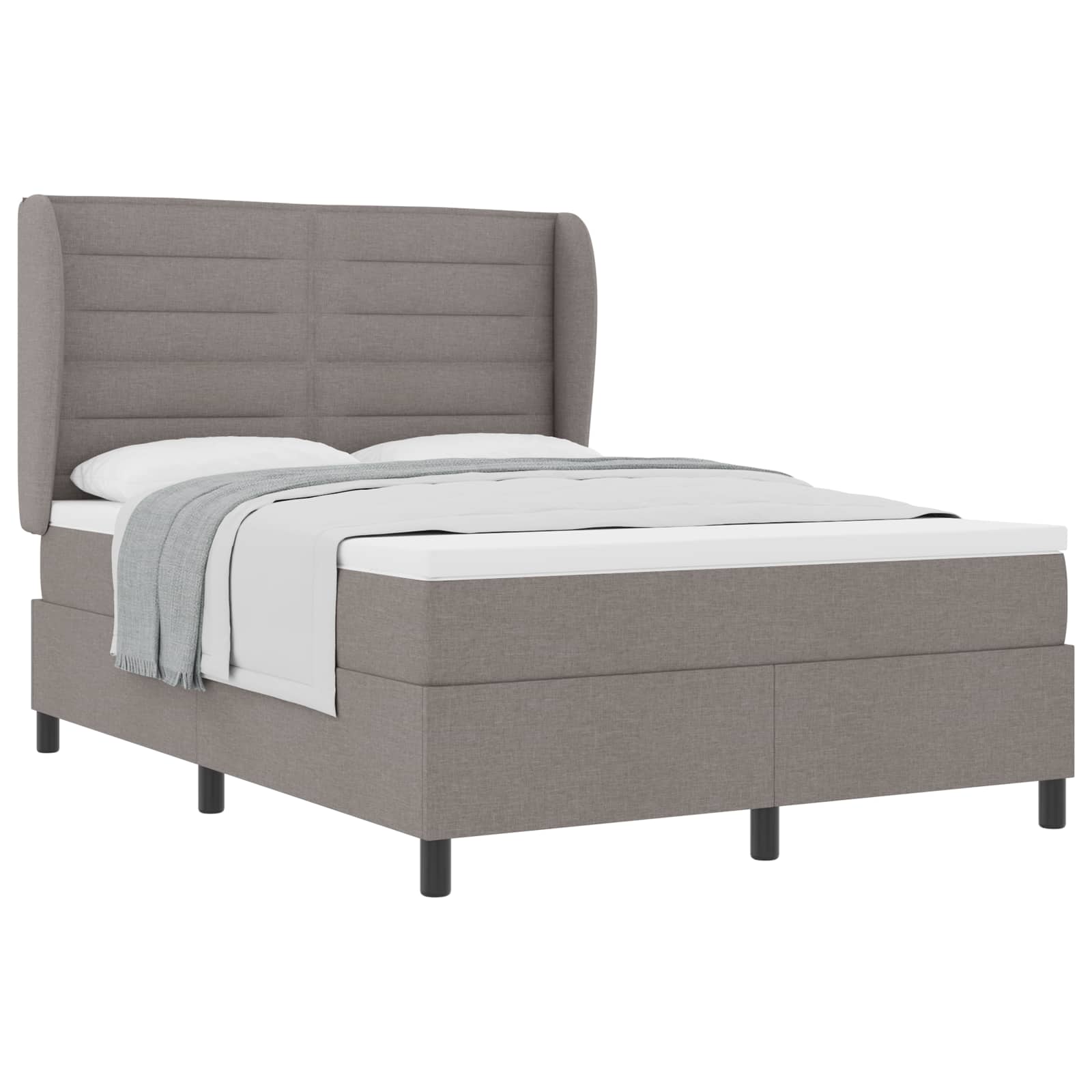 Κρεβάτι με ελατήρια με στρώμα Taupe 160 x 200 cm ύφασμα - Pakobazaar
