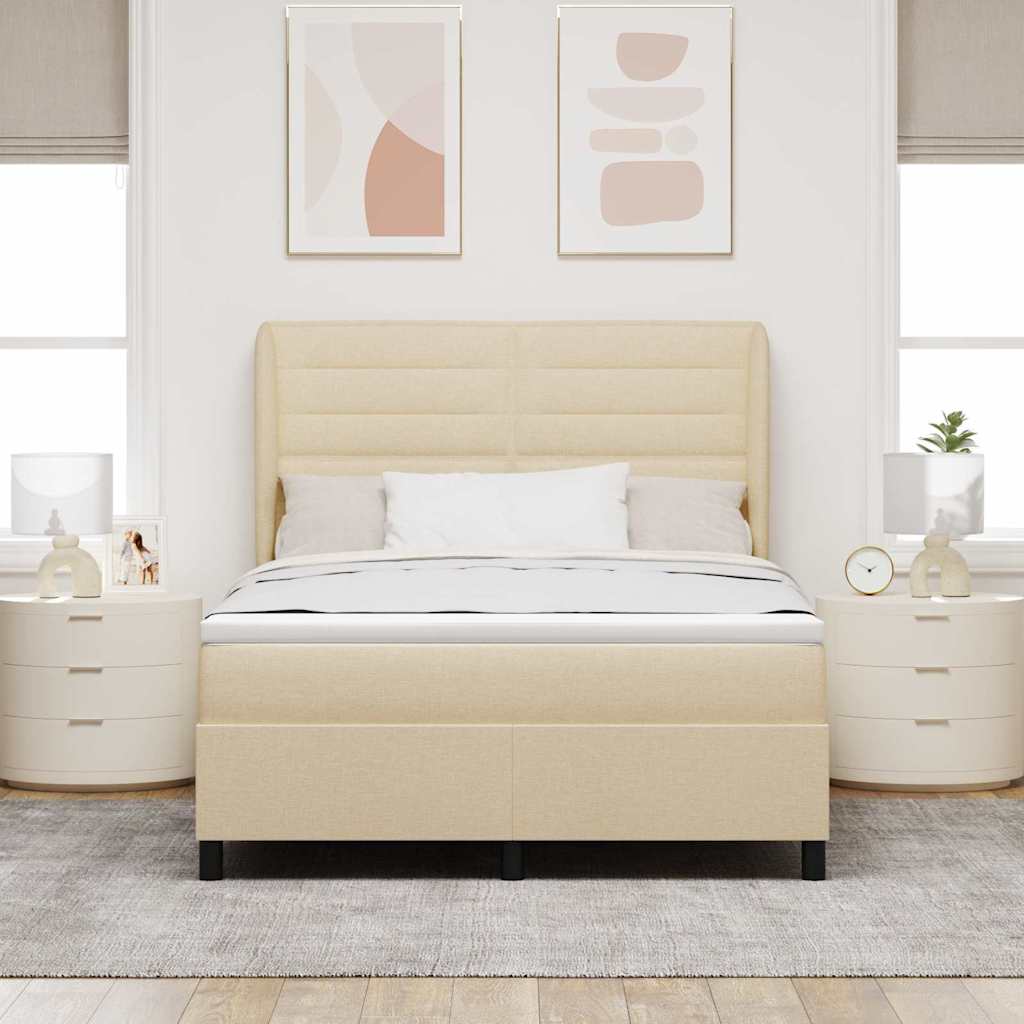 Κρεβάτι με ελατήρια με στρώμα Κρεμ 160 x 200 cm ύφασμα - Pakobazaar