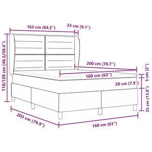 Κρεβάτι με ελατήρια με στρώμα Κρεμ 160 x 200 cm ύφασμα - Pakobazaar