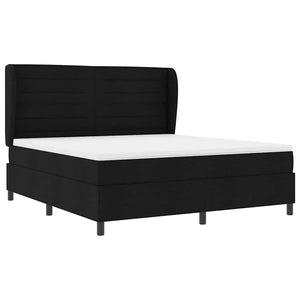 Κρεβάτι με ελατήρια με στρώμα Μαύρο 180 x 200 cm ύφασμα - Pakobazaar