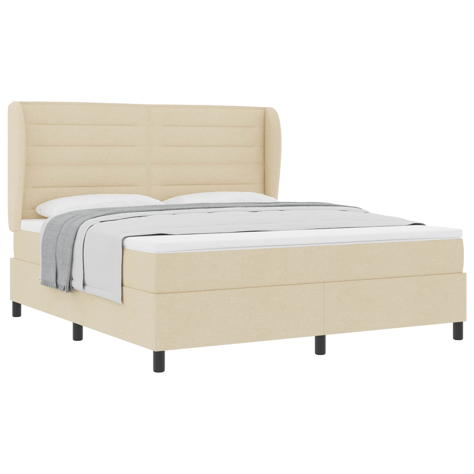 Κρεβάτι με ελατήρια με στρώμα Κρεμ 180 x 200 cm ύφασμα - Pakobazaar