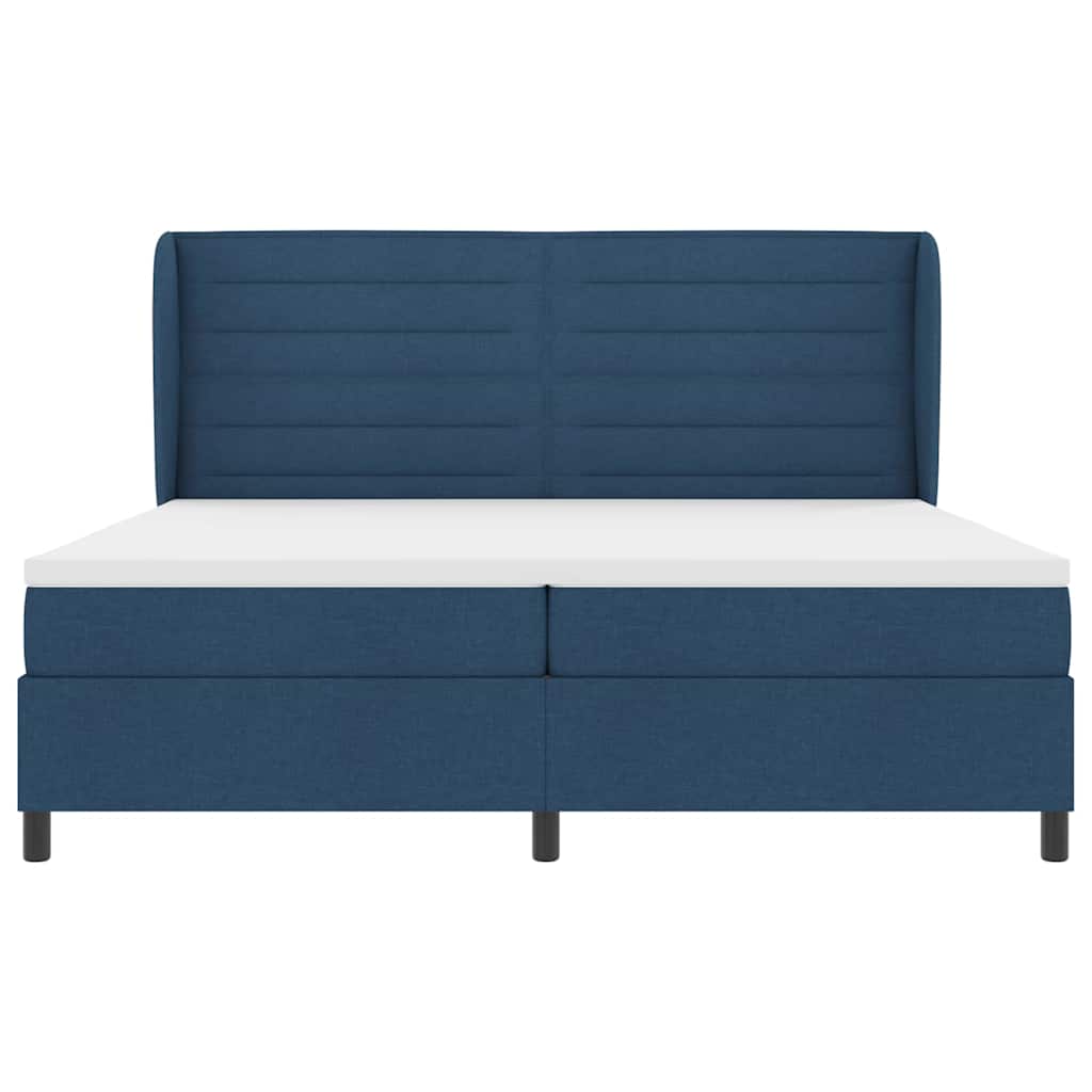 Κρεβάτι με ελατήρια με στρώμα Μπλε 200 x 200 cm ύφασμα - Pakobazaar