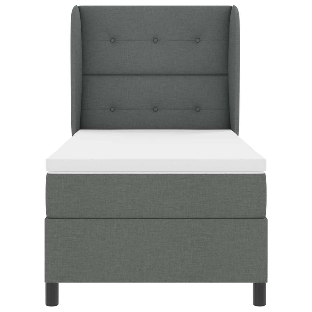 Κρεβάτι με ελατήρια με στρώμα Σκούρο γκρι 80 x 200 cm ύφασμα - Pakobazaar