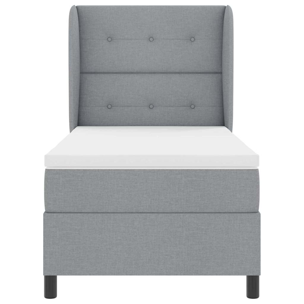 Κρεβάτι με ελατήρια με στρώμα Ανοιχτό γκρι 90 x 190 cm ύφασμα - Pakobazaar
