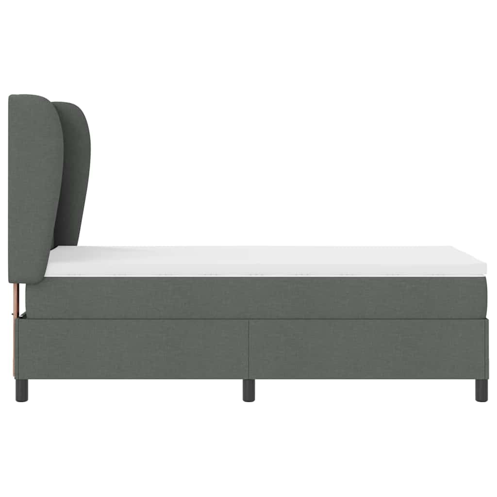 Κρεβάτι με ελατήρια με κεφαλάρι Σκούρο γκρι 90 x 190 cm ύφασμα - Pakobazaar