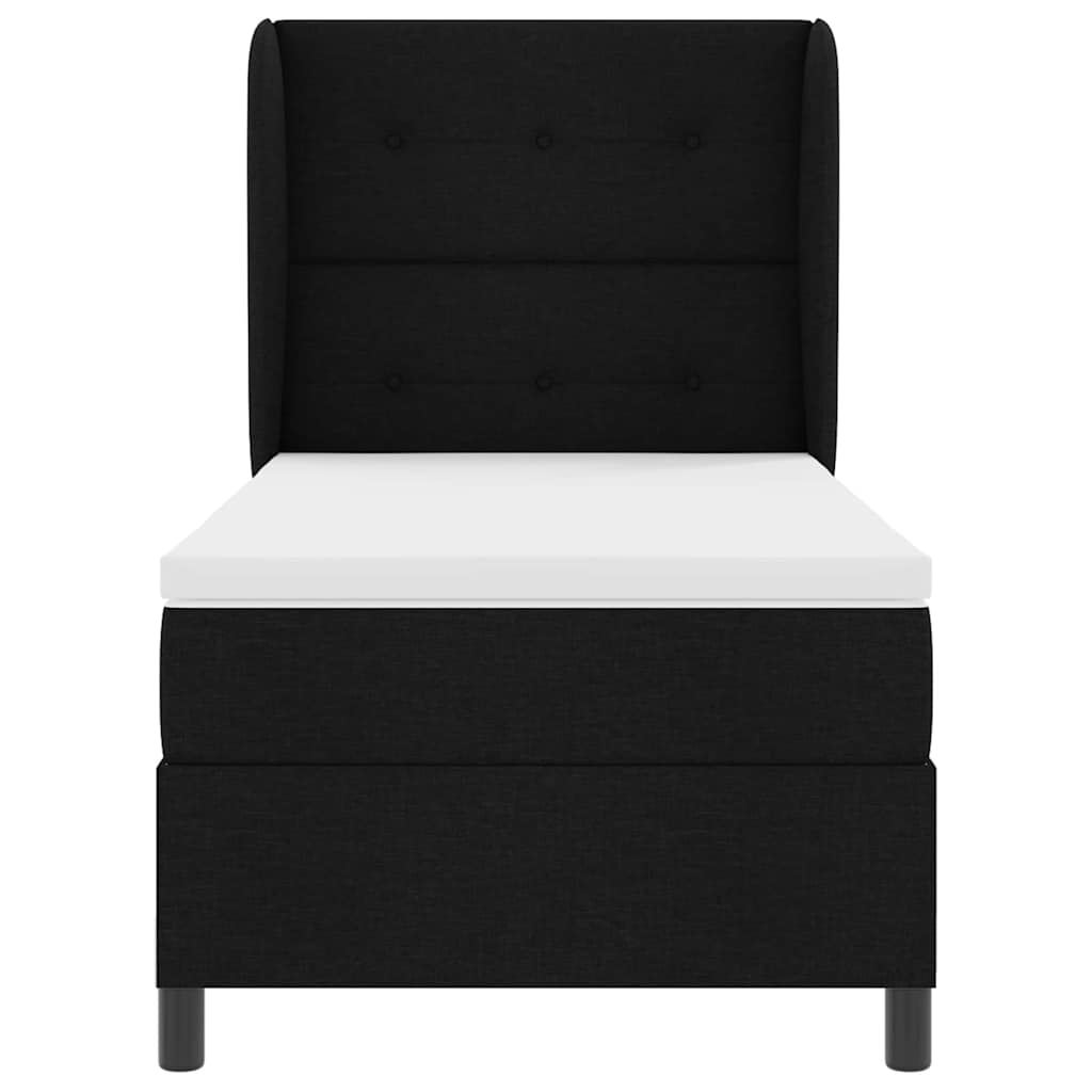 Κρεβάτι με ελατήρια με στρώμα Μαύρο 90 x 190 cm ύφασμα - Pakobazaar