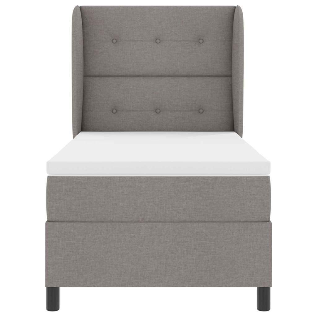 Κρεβάτι με ελατήρια με κεφαλάρι Taupe 90 x 190 cm ύφασμα
