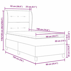 Κρεβάτι με ελατήρια με κεφαλάρι Μπλε 90 x 190 cm ύφασμα - Pakobazaar