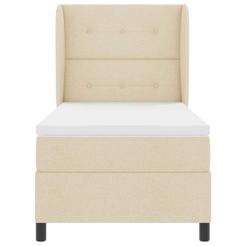 Κρεβάτι με ελατήρια με στρώμα Κρεμ 90 x 200 cm ύφασμα - Pakobazaar