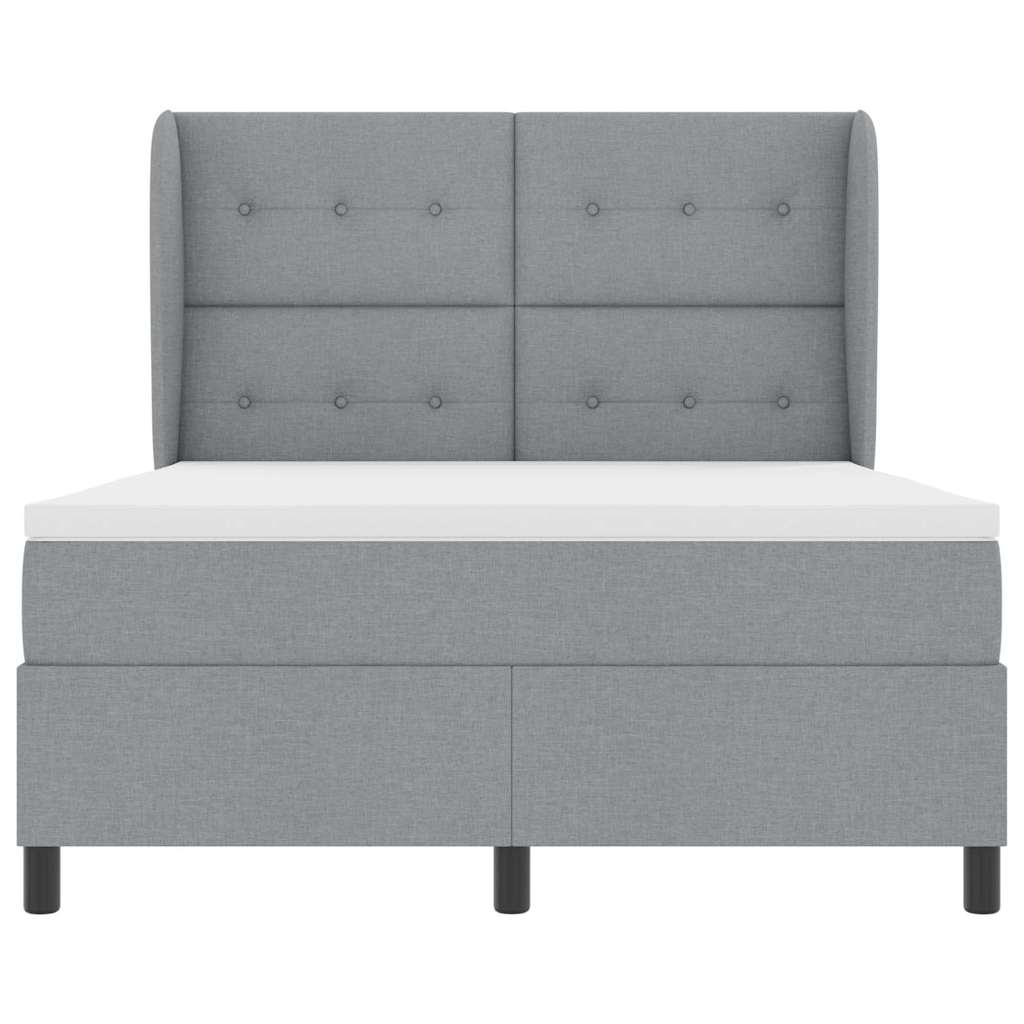 Κρεβάτι με ελατήρια Ανοιχτό γκρι 140 x 190 cm ύφασμα