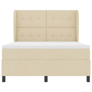 Κρεβάτι με ελατήρια με στρώμα Κρεμ 140 x 190 cm ύφασμα - Pakobazaar