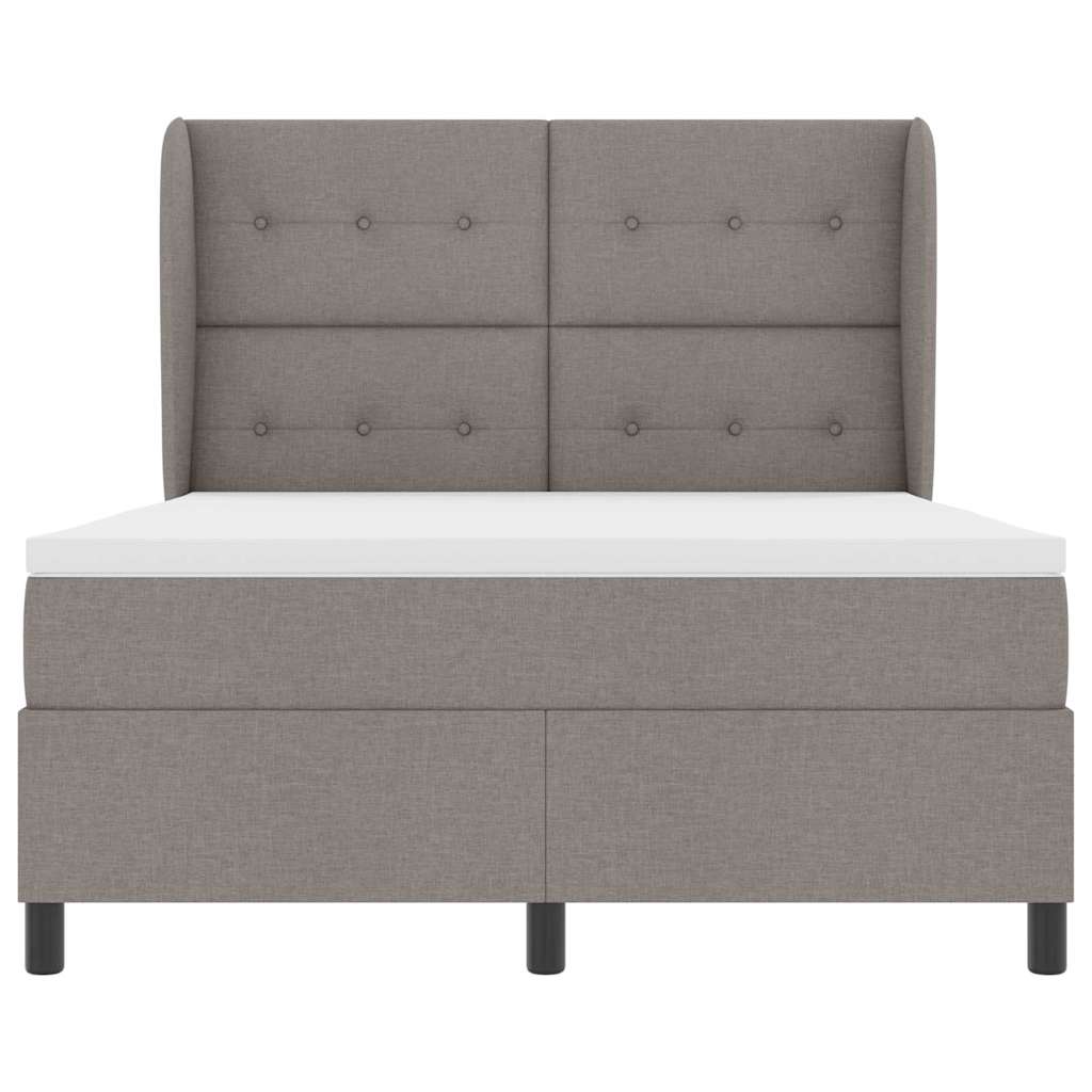 Κρεβάτι με ελατήρια με κεφαλάρι Taupe 140 x 200 cm ύφασμα - Pakobazaar