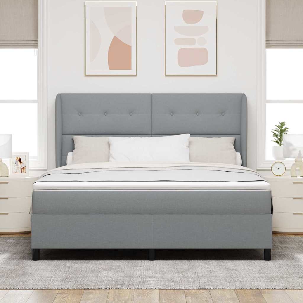 Κρεβάτι με ελατήρια Ανοιχτό γκρι 180 x 200 cm ύφασμα
