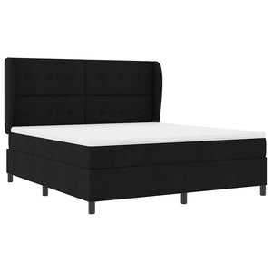 Κρεβάτι με ελατήρια με στρώμα Μαύρο 180 x 200 cm ύφασμα - Pakobazaar