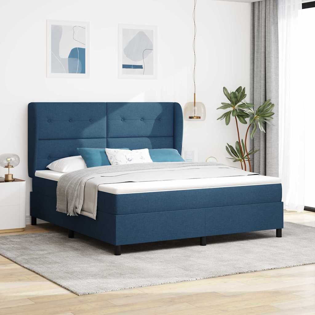 Κρεβάτι με ελατήρια με κεφαλάρι Μπλε 180 x 200 cm ύφασμα