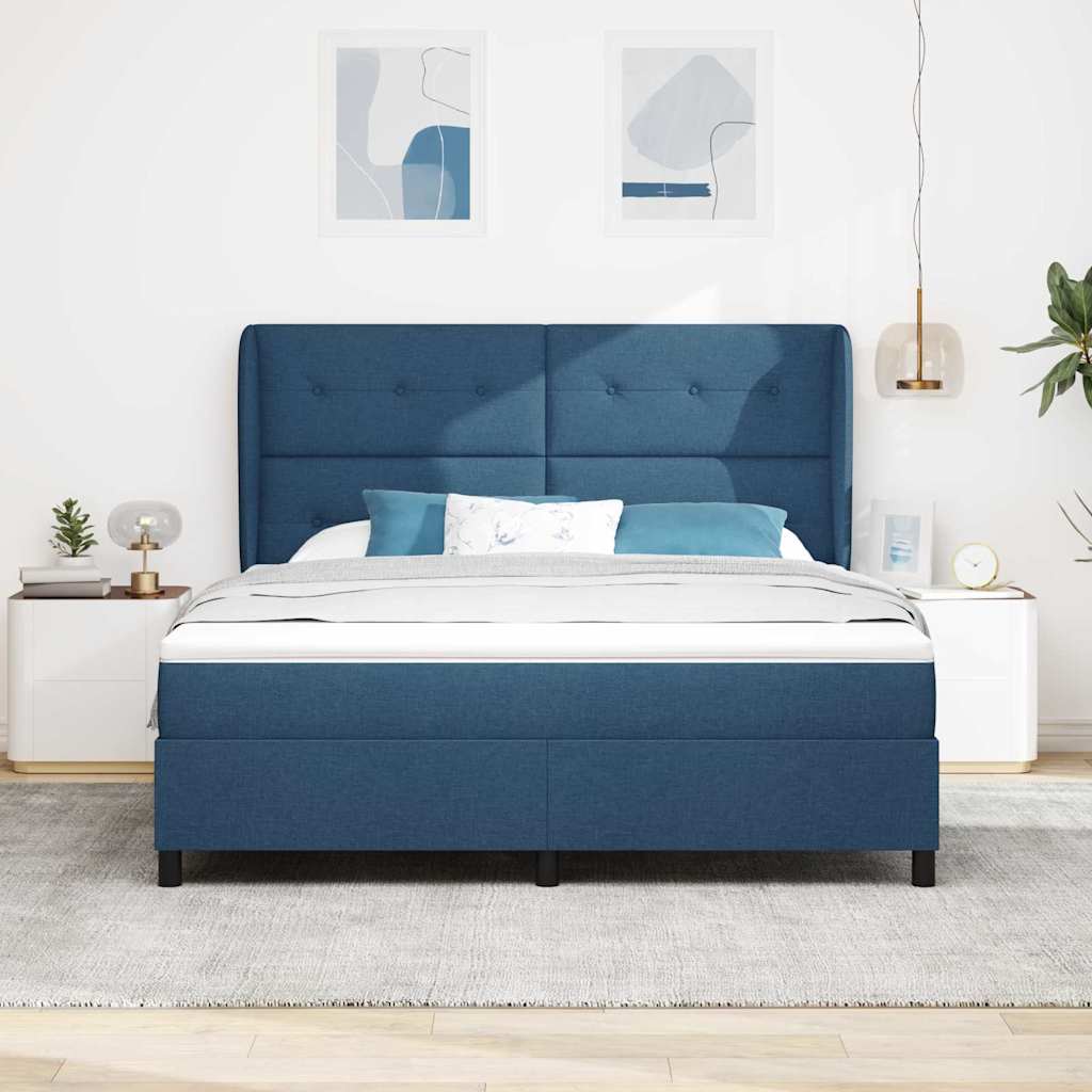 Κρεβάτι με ελατήρια με κεφαλάρι Μπλε 180 x 200 cm ύφασμα