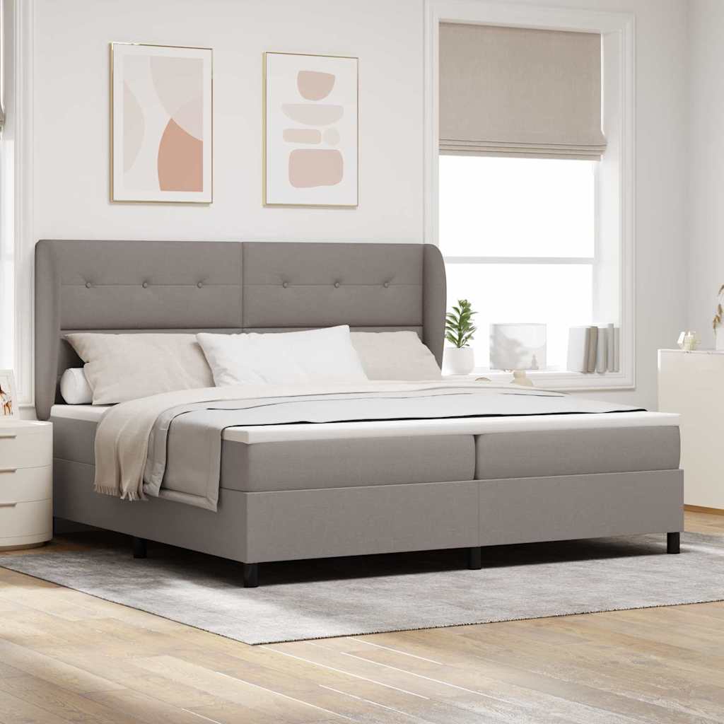 Κρεβάτι με ελατήρια με κεφαλάρι Taupe 200 x 200 cm ύφασμα