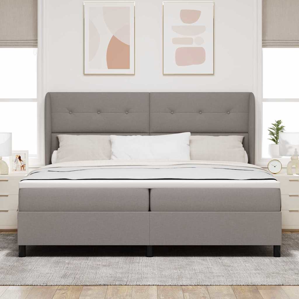 Κρεβάτι με ελατήρια με κεφαλάρι Taupe 200 x 200 cm ύφασμα