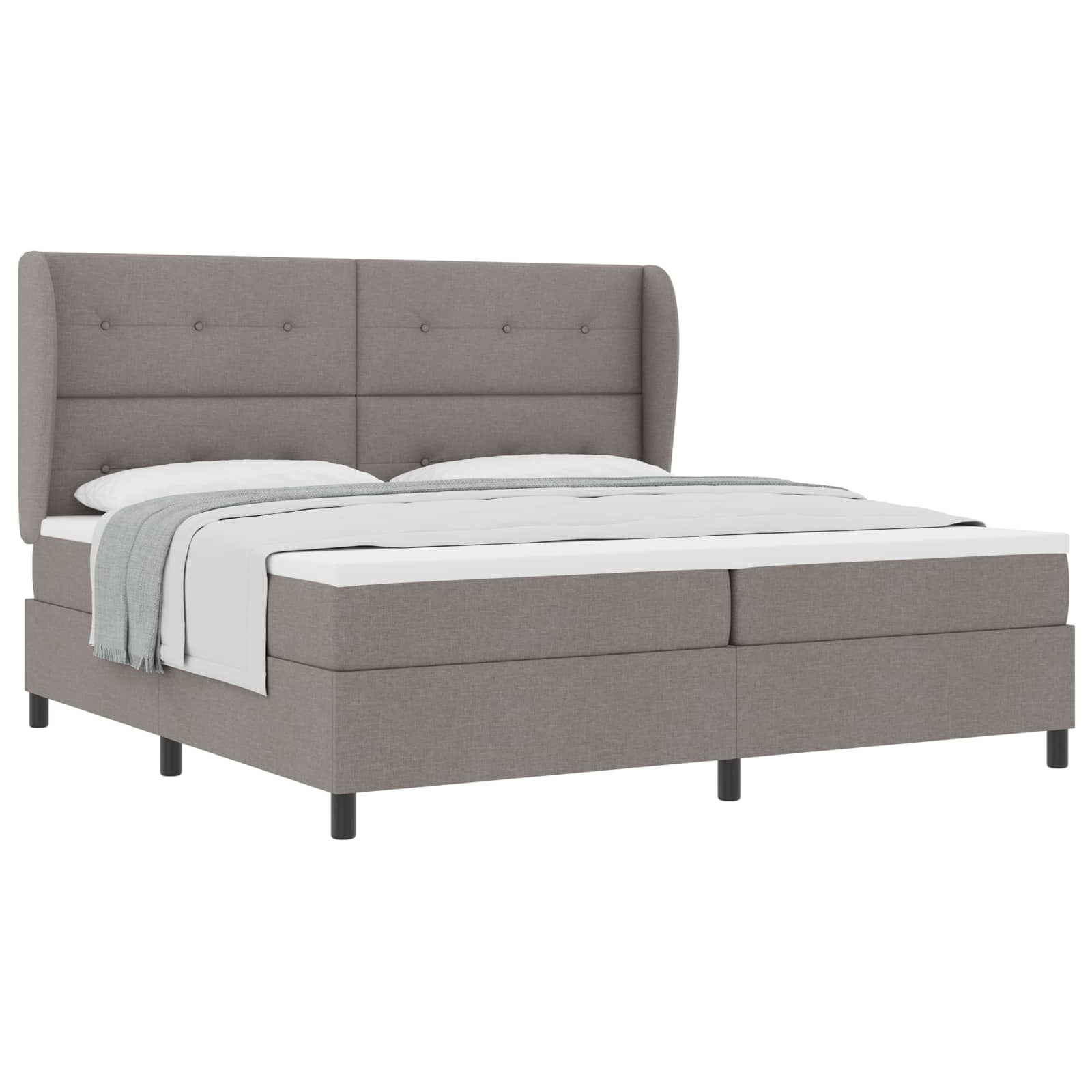Κρεβάτι με ελατήρια με κεφαλάρι Taupe 200 x 200 cm ύφασμα