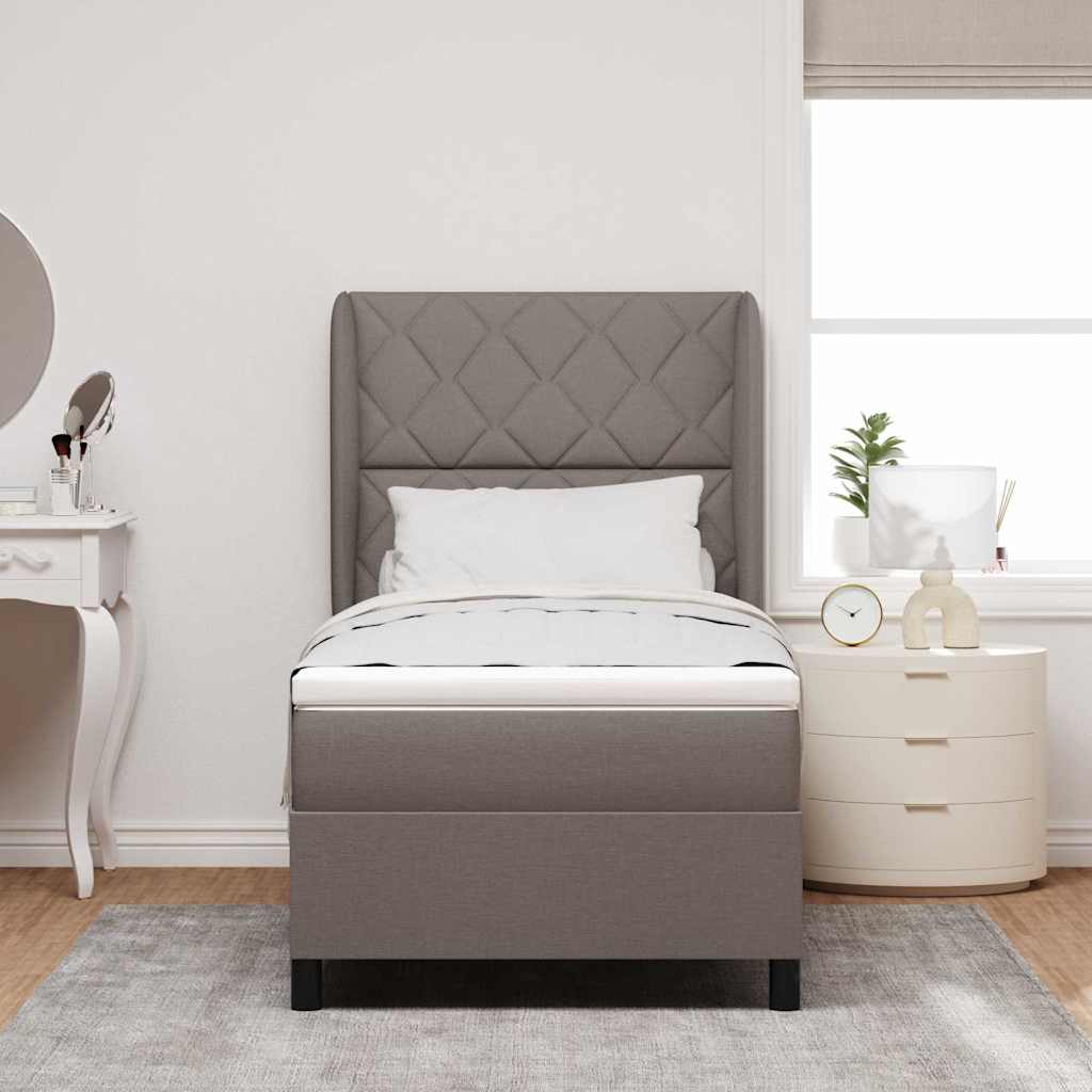 Κρεβάτι με ελατήρια με κεφαλάρι Taupe 90 x 190 cm ύφασμα