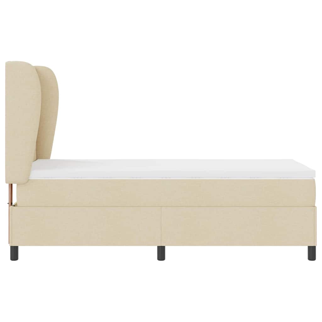 Κρεβάτι με ελατήρια με κεφαλάρι Κρεμ 90 x 190 cm ύφασμα - Pakobazaar
