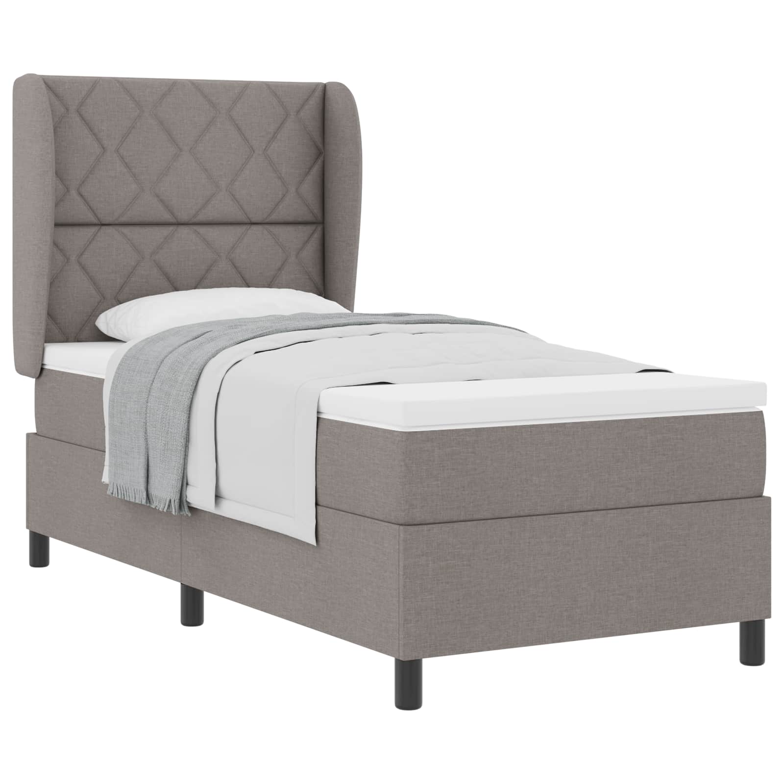 Κρεβάτι με ελατήρια με κεφαλάρι Taupe 90 x 200 cm ύφασμα - Pakobazaar